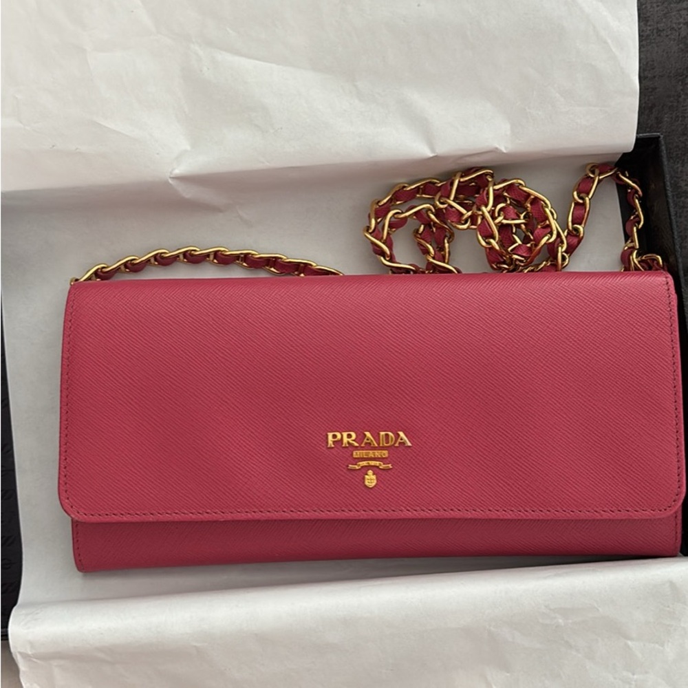 Prada Pink Saffiano Leather Crossbody Bag